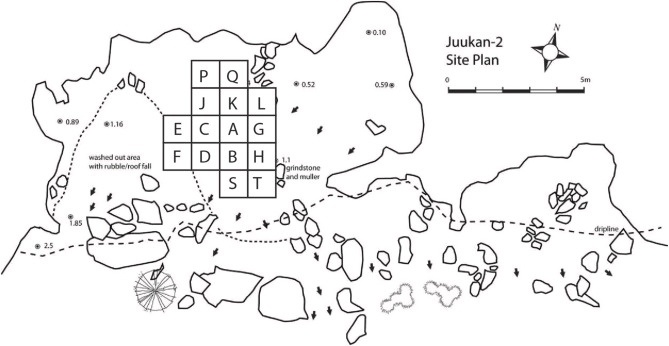 План раскопок в пещере.